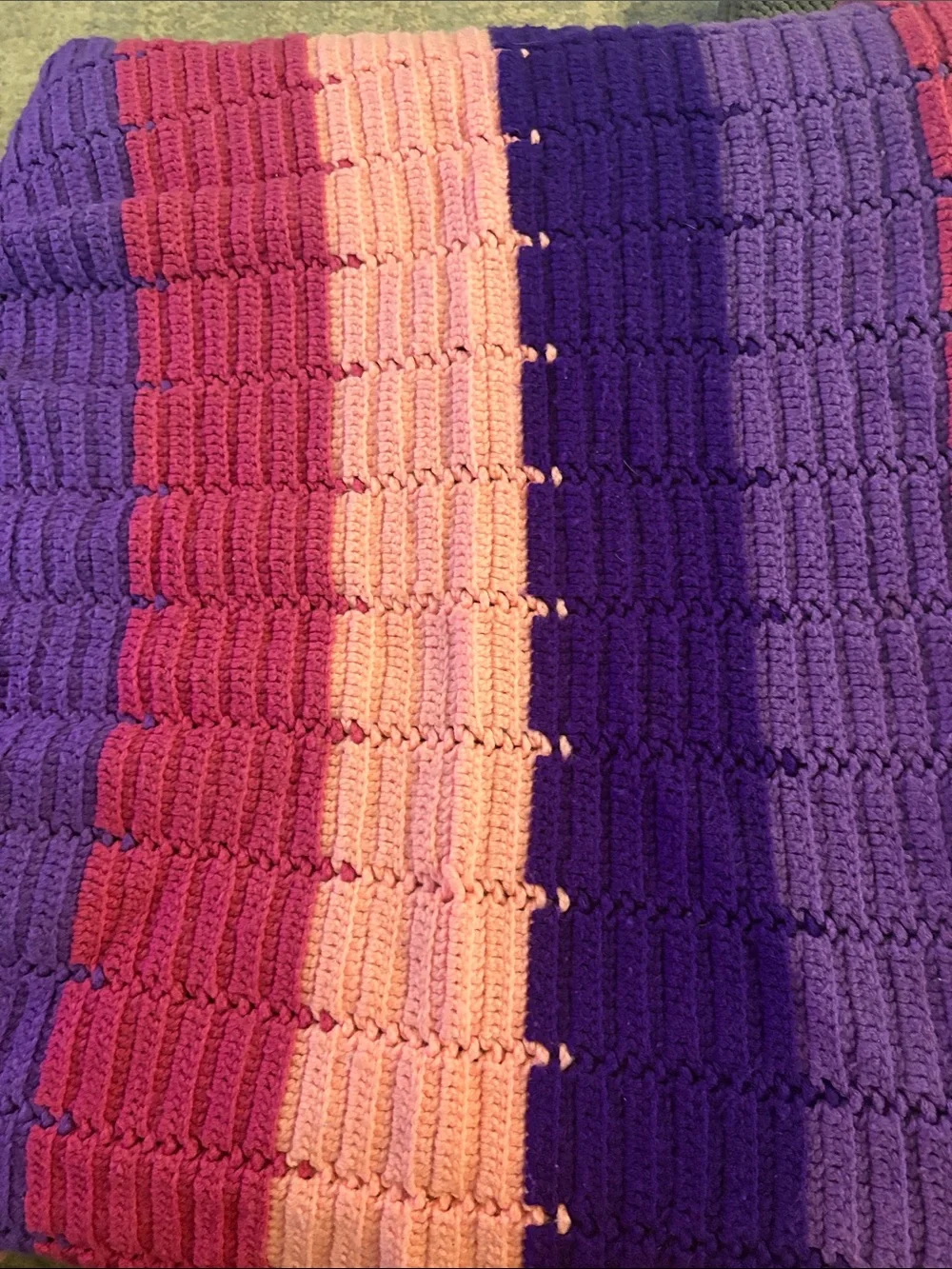 Vintage Handmade Striped Crochet throw afghan
